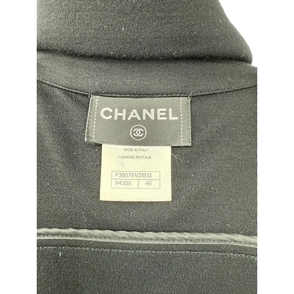 Chanel Black Quilted Wool Moto Zip Jacket – Size 46
